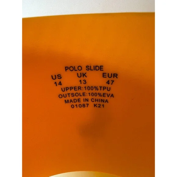 Polo Ralph Lauren Signature Pony Slide Yellow Blue Man's Size 14M NEW - Picture 3 of 12